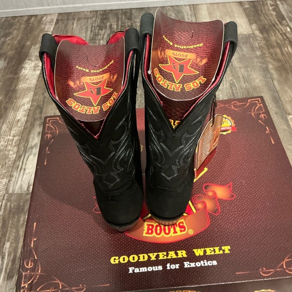 NWT Los Altos Black Leather Western Boots Size 6 - Picture 4 of 16